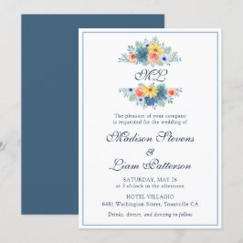 Monogram Elegant Hübsch Floral Sukkulenter Macaron Einladung