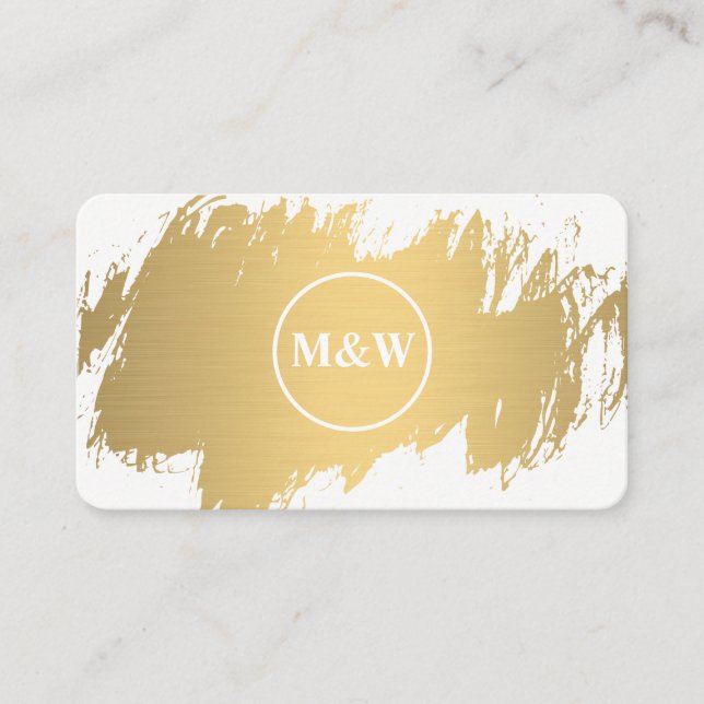 Monogram Elegant Imitate Gold Grunge Visitenkarte (Vorderseite)