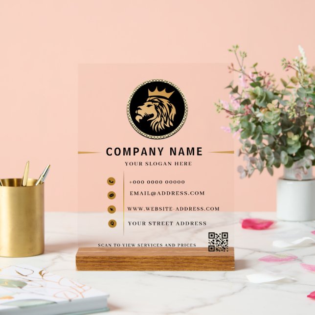 Monogram Elegant Lion Logo Acrylschild (Hochzeit)