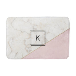 Monogram Elegant Marmor Minimalistische Rose Gold Badematte