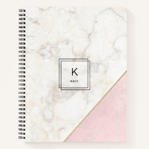 Monogram Elegant Marmor Minimalistische Rose Gold Notizbuch