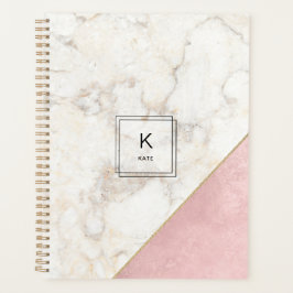 Monogram Elegant Marmor Minimalistische Rose Gold Planer