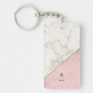 Monogram Elegant Marmor Minimalistische Rose Gold Schlüsselanhänger