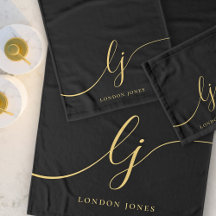 Monogram Elegant Minimal Black Gold Chic Stilvoll