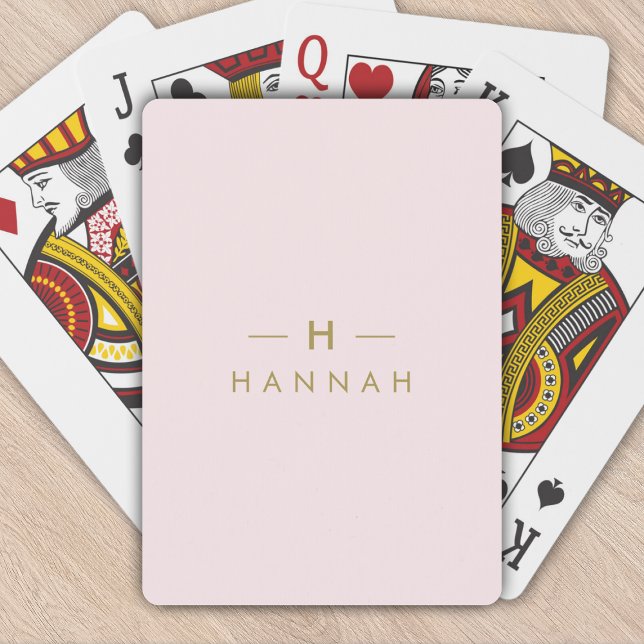 Monogram Elegant Minimal Blush Pink und Gold Spielkarten (Von Creator hochgeladen)