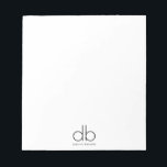 Monogram Elegant Minimal Classic Modern Notizblock<br><div class="desc">Eine einfache minimale moderne Monografie. Ein Geschenk für ein Studentenheim oder für Ihre moderne Zuhause-Bürodekoration.</div>