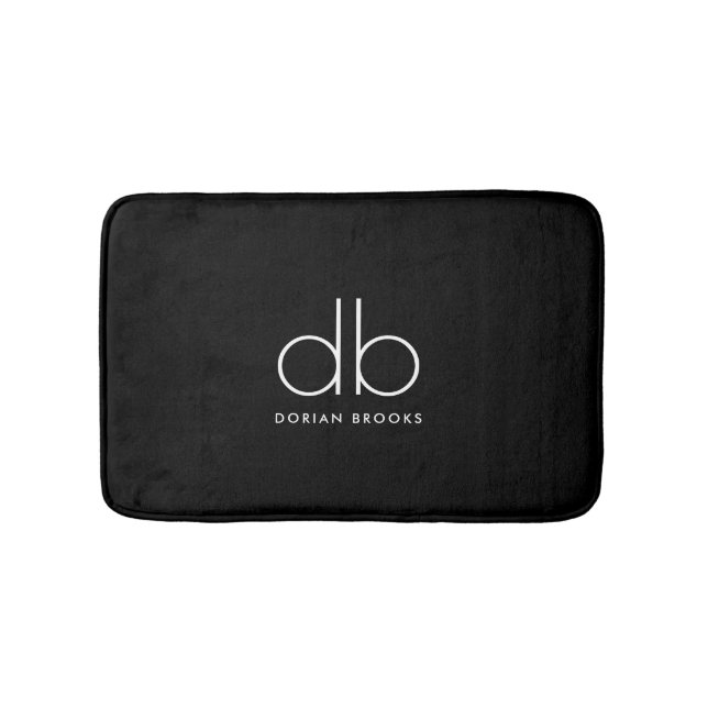 Monogram Elegant Minimal Classic Modernes Schwarz Badematte (Vorderseite)