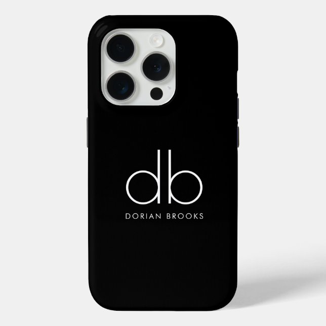Monogram Elegant Minimal Classic Modernes Schwarz Case-Mate iPhone Hülle (Rückseite)