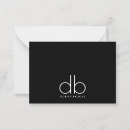 Monogram Elegant Minimal Classic Modernes Schwarz Mitteilungskarte