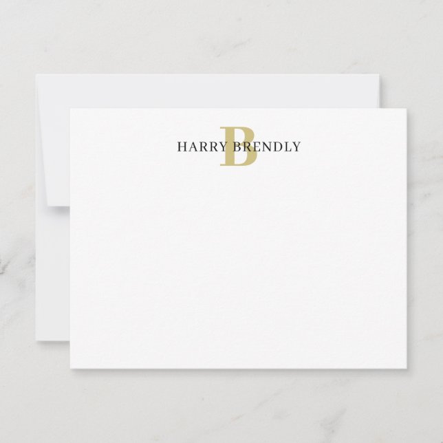 Monogram Elegant Minimal Stilvolle flache Notizkar Mitteilungskarte (Vorderseite)