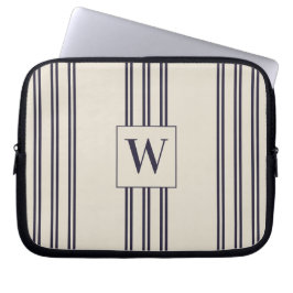 MONOGRAM ELEGANT MINIMALISTISCHE ÄGEAN STRIPE NAVY LAPTOPSCHUTZHÜLLE