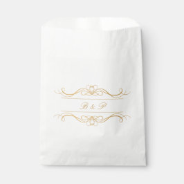 Monogram Elegant Modern Gold Swirl Script Hochzeit Geschenktütchen