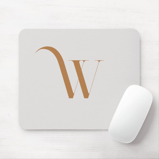 Monogram Elegant Modern Soft Brown Initial Mousepad (Mit Mouse)