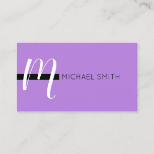 Monogram Elegant Moderner Lavendel und Schwarz Visitenkarte