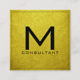 Monogram Elegant Modernes Bananengelbes Leder Quadratische Visitenkarte