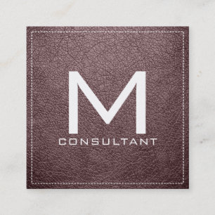 Monogram Elegant Modernes Basar Leder Quadratische Visitenkarte