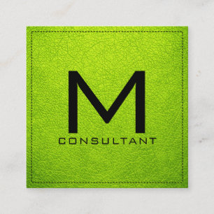 Monogram Elegant Modernes Bitter Limon Leder Quadratische Visitenkarte