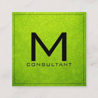 Monogram Elegant Modernes Bitter Limon Leder Quadratische Visitenkarte