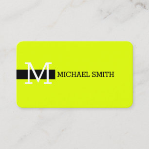 Monogram Elegant Modernes Chartreuse & Black Visitenkarte