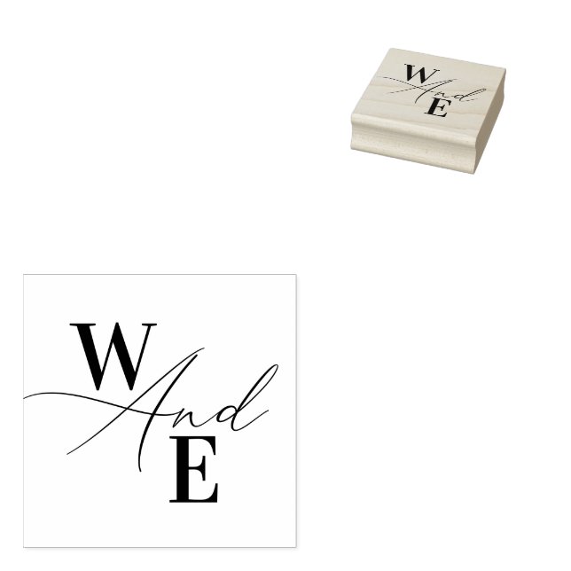 Monogram Elegant Modernes Skript Gummistempel (Stempel)
