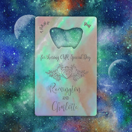 Monogram Elegant Mother-of-Pearl Green Wedding Geldbeutel Flaschenöffner