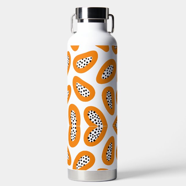 Monogram Elegant Papaya Muster Trinkflasche (Vorderseite)