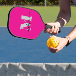 Monogram Elegant Pink Black Personal Pickleball Schläger