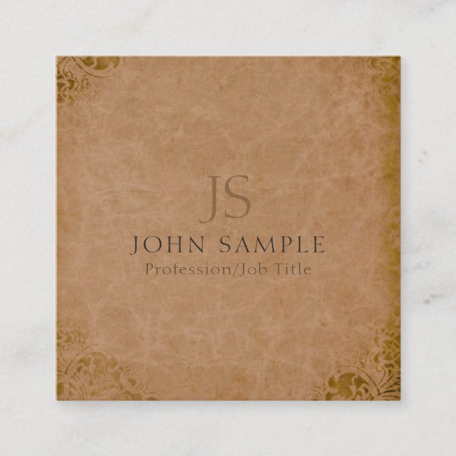 Monogram Elegant Premium Dick Luxury Damask Quadratische Visitenkarte (Vorderseite)