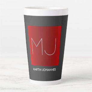 Monogram Elegant Red Gray Add Name Initials Milchtasse