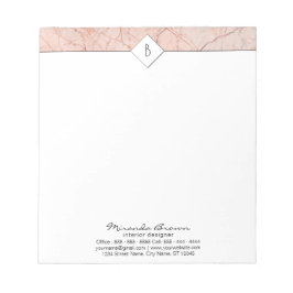 Monogram Elegant Rose Gold Marble Kleiner Notepad Notizblock