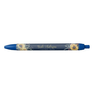 Monogram Elegant Rustic Sunflowers Math Teacher Kugelschreiber