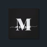 Monogram Elegant Schwarz-weiß Personal Leinwanddruck<br><div class="desc">Ein elegantes Monogramm mit Ihrem persönlichen Namen,  der Hintergrund ist weiß mit Ihrem Namen in einem modernen schwarzen Script-Schriftart. Ihr Anfang ist in einer weichen,  grauen Farbe.</div>