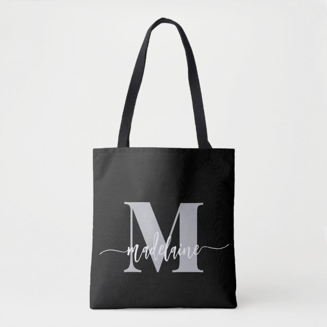 Monogram Elegant Schwarz-weiß Tasche (Vorderseite)