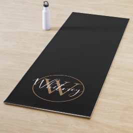 Monogram Elegant Script Black und Gold Yogamatte
