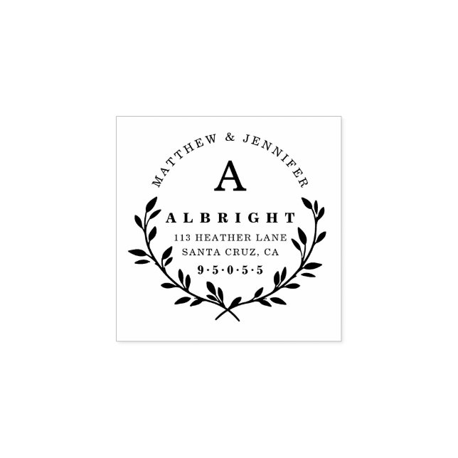 Monogram & Elegant Script-Rücksendeadresse Gummistempel (Prägung)