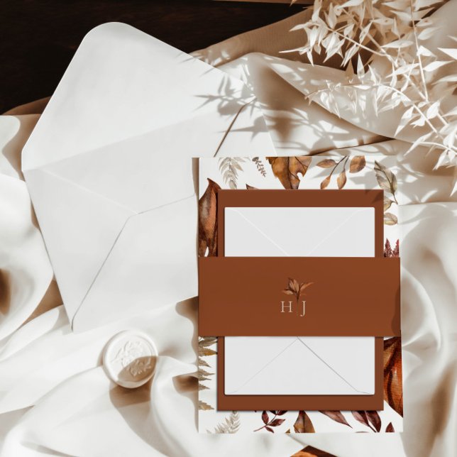 Monogram Elegant Terracotta Wedding Einladungsbanderole (Von Creator hochgeladen)