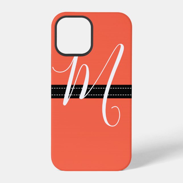 Monogram Elegant Tomate einfarbig iPhone 12 Pro Hülle (Rückseite)