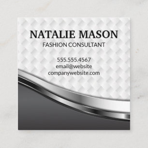 Monogram Elegant Weave Muster   Metallisch Quadratische Visitenkarte