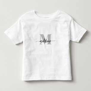 Monogram Elegant White Black Kleinkind T-shirt