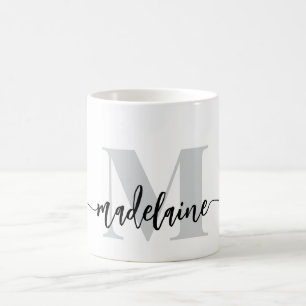 Monogram Elegant White Black Personal Kaffeetasse