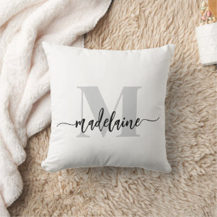 Monogram Elegant White Black Personal Kissen