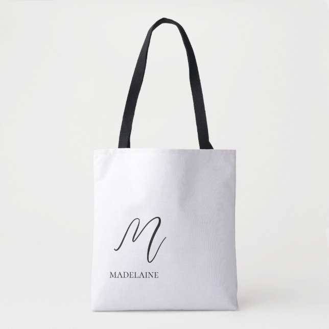 Monogram Elegant White Black Tasche (Vorderseite)