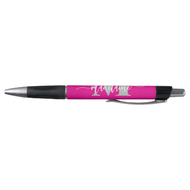 Monogram Elegant White Pink Personal Kugelschreiber (Unterseite)