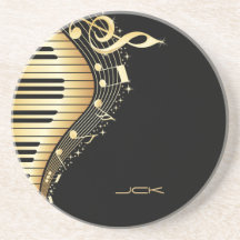 Monogram Elegante Black and Gold Musiknoten Design