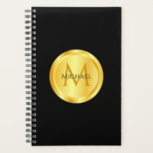 Monogram Elegante Black Gold Moderne Vorlage Planer