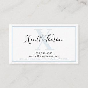MONOGRAM elegante Drehbuch modern minimalblau Visitenkarte