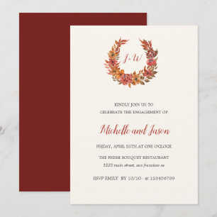 Monogram-Elegante-Engagement-Party für die Herbst- Einladung