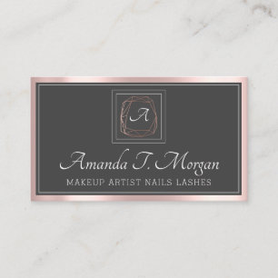 Monogram Elegante Ernennung Grau Rose Gerahmt Grau Visitenkarte