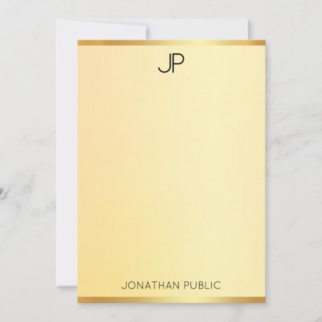 Monogram Elegante Imitate Gold Template Moderne Ei Mitteilungskarte (Vorderseite)