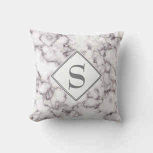 Monogram, eleganter weißer Marmor und grau Kissen